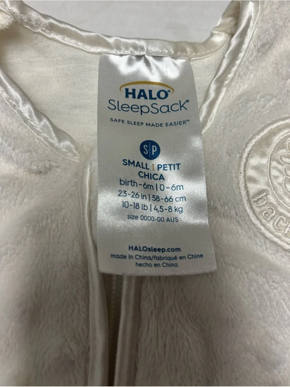 Halo plushy dimple dot sleep sack, size S (birth-6m)